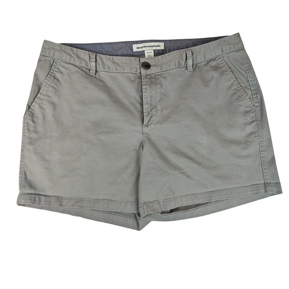 Amazon Essentials Pants - Amazon Essentials Womens Light Grey Chino Shorts Size 12 Stretch Mid Rise 6.5"